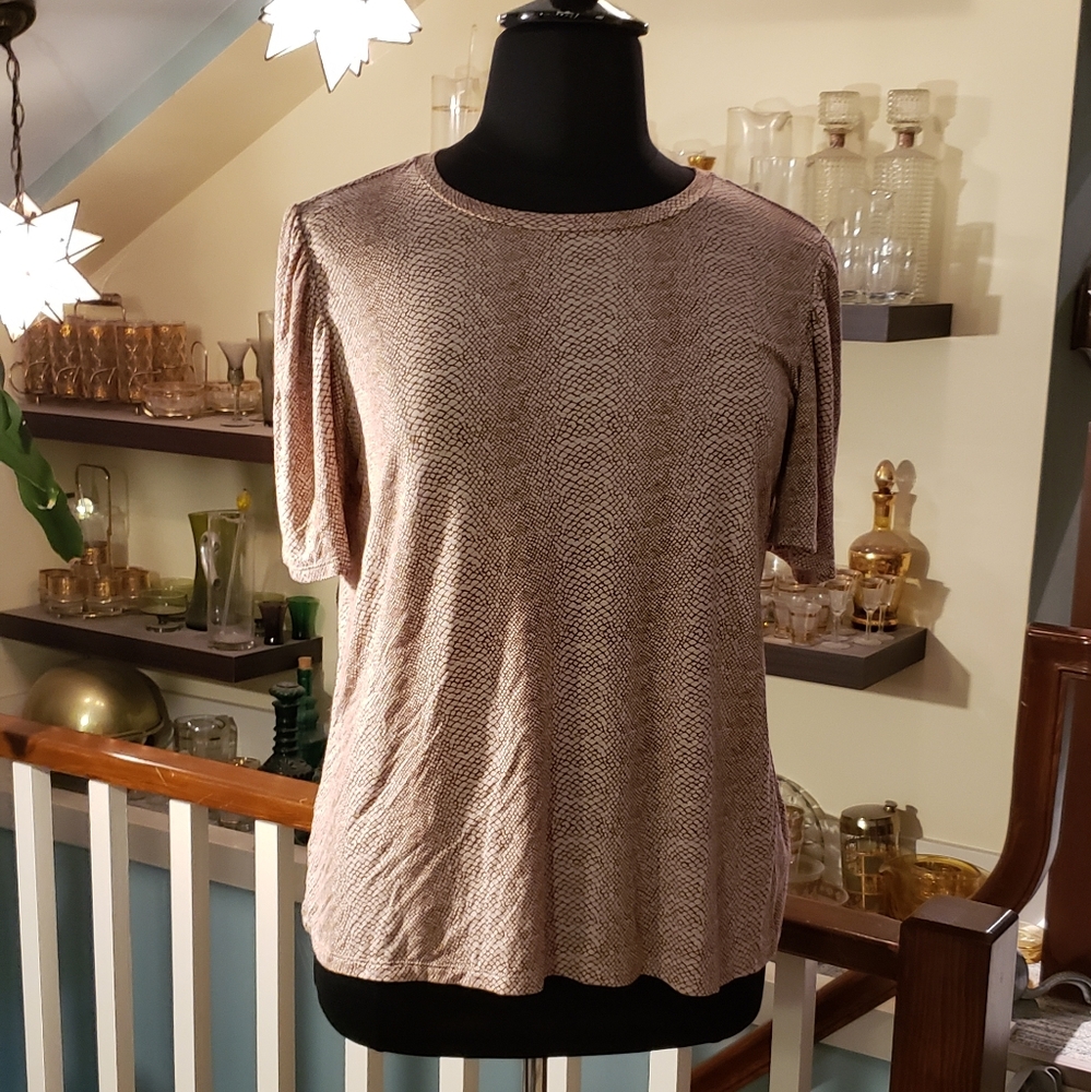 A New Day Womens Reptile-Inspired Print Short Sleeve Top